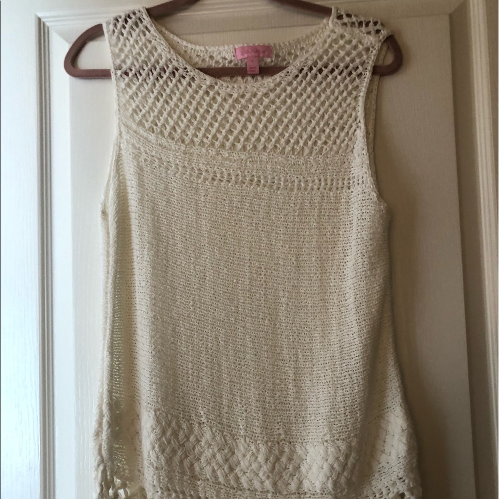 Lilly Pulitzer white crochet sweater